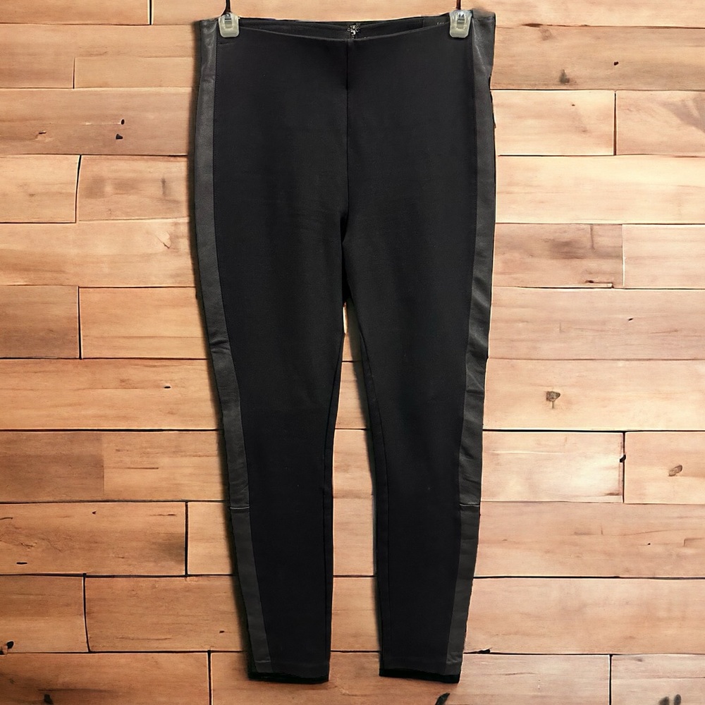 Genuine Leather J Crew Pixie Black Tuxedo Stripe Back Zip Legging Womens 2 - Picture 4 of 9